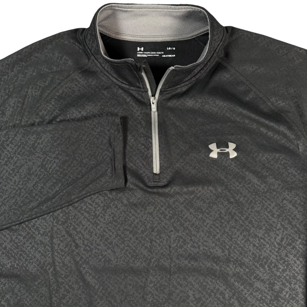 Under Armour HeatGear 1/4 Zip Pullover Men Large Black Camo Long Sleeve Shirt